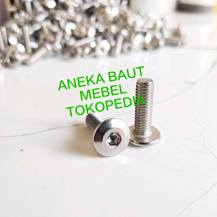 KUALITAS BAUT JCBC M6 x 20 mm Stainless, JCBC STAINLESS M 6x20 mm , BAUT Knock down