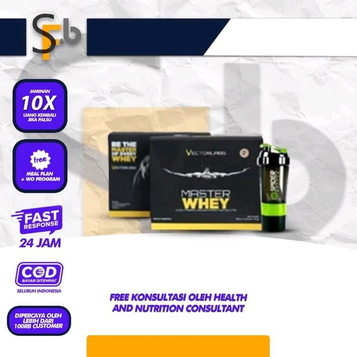 ORIGINAL  MASTER WHEY VECTORLABS 12 SACHET ISOLATE BLEND SUPLEMEN SUSU FITNES