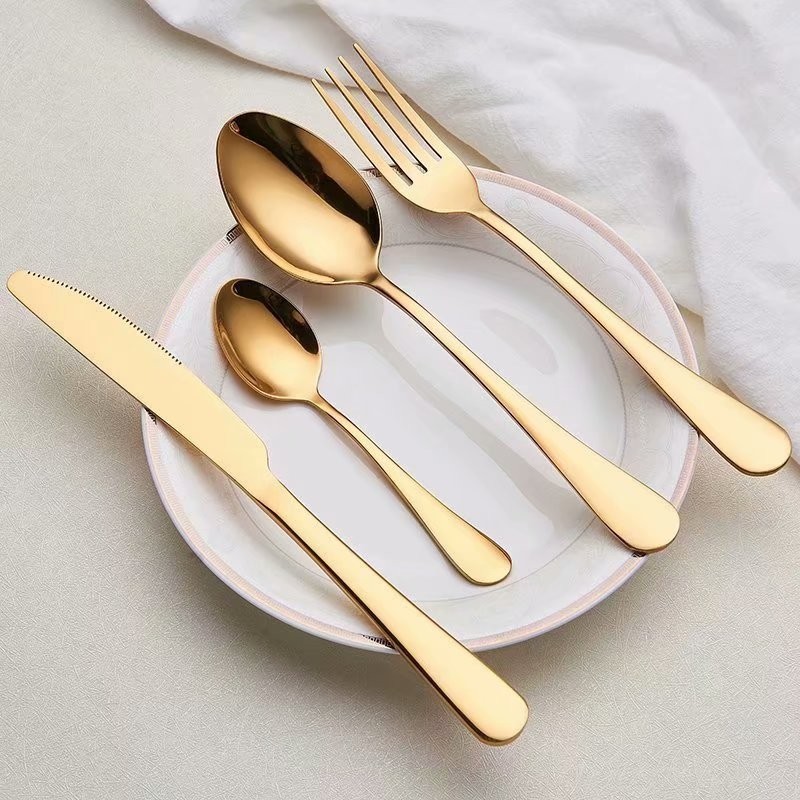 Tableware Gold Cutlery Set Dinnerware Set 304 Stainless Steel Black Gold Cutlery Set Knife Fork Set 