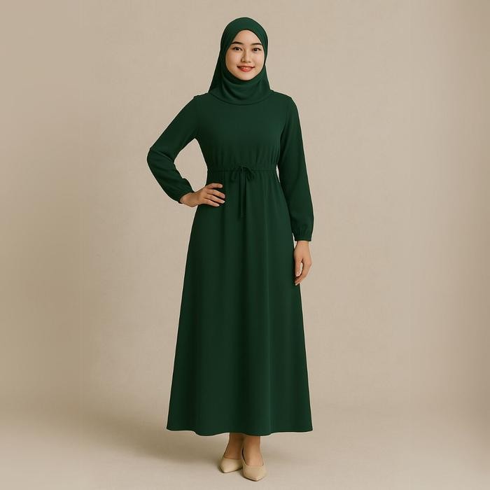 KirimCpT- Abaya Gamis Polos Emerald Hijau Botol Baru Best Seller Muslim Wanita Turki Hitam Arab
