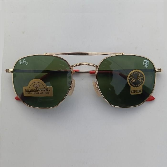 Promo Kacamata Original Rayban Rb3648 Ferrari Gold Frame Black Lens