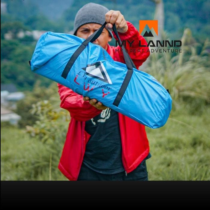 tenda camping 4 orang double layer biru