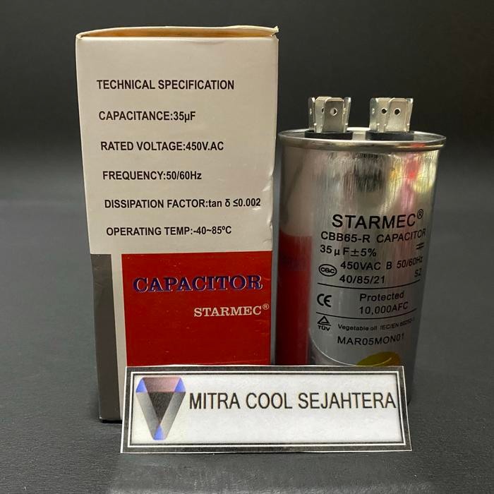 jbh3- Kapasitor Ac 35 Uf Merk Starmec / Capasitor Ac 35 Micro 450Vac