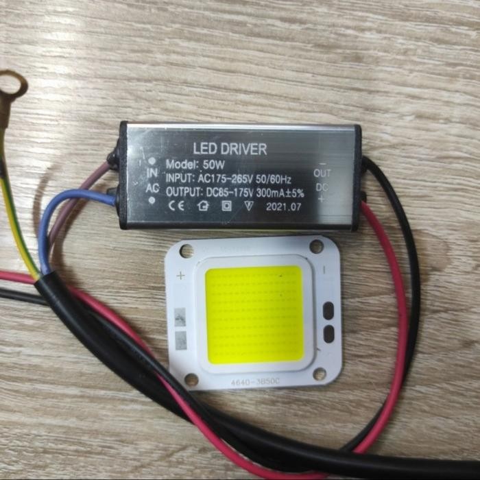 BERKUALITAS Chip Led mata lampu Sorot Led 50W 50 Watt + Led Driver / Ballast Set