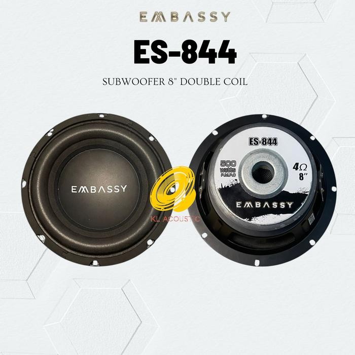 Subwoofer 8 Inch EMBASSY ES-844 Double Coil Mobil Embassy 8" ES 844 500 Watt