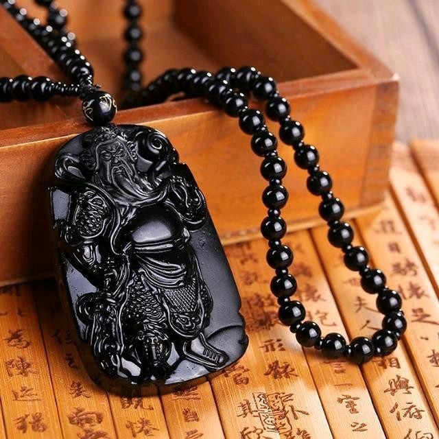 KALUNG KWAN KONG / KUAN YU / GUAN YU / KWANKONG / KALUNG KWAN KONG BATU OBSIDIAN HITAM / KALUNG DEWA