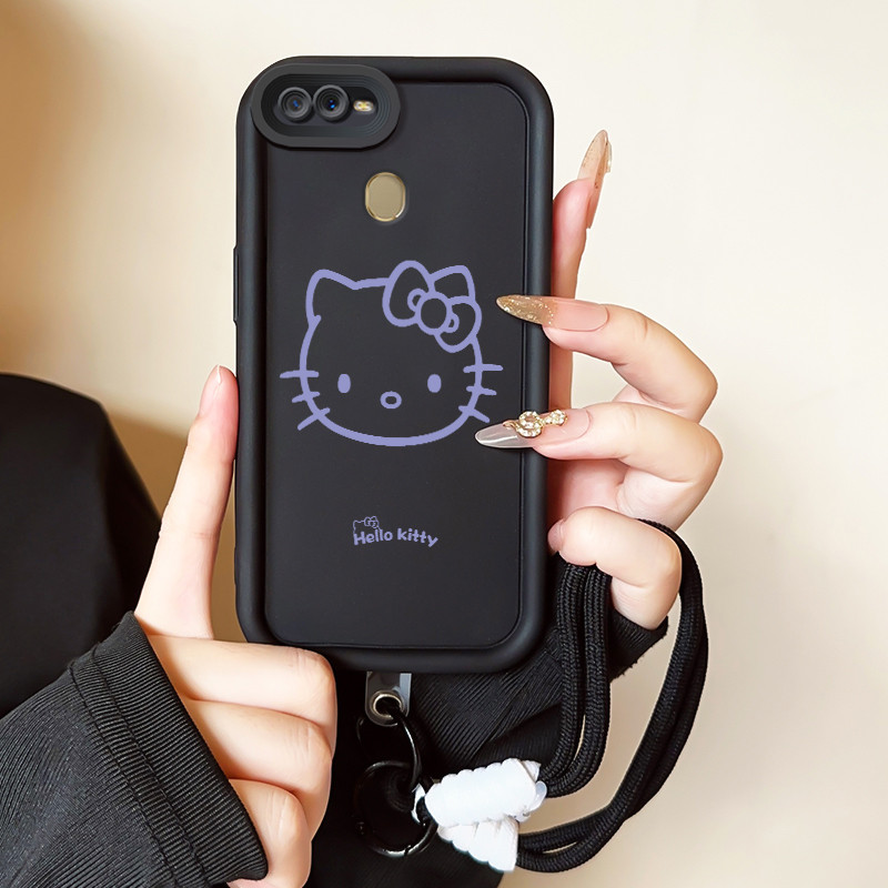 Casing Hp untuk OPPO A7 A5s A12 A12s A11K Case Casing HP Softcase Ponsel Soft Shell dengan Tali Sili