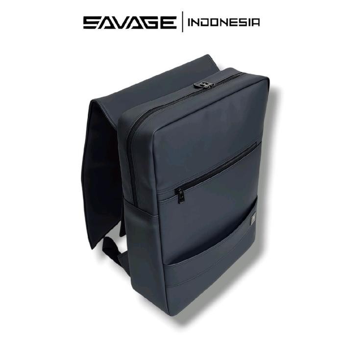 SAVAGE PHOENIX Ransel Backpack Laptop Super Slim Pria Wanita Sekolah Kerja Kuliah Hitam