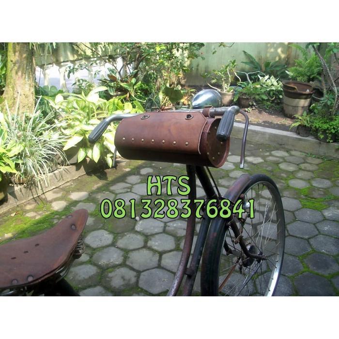 Sepeda Onthel - Tas Stir/Tas Stang Asli Kulit Model Tabung Terbaru 