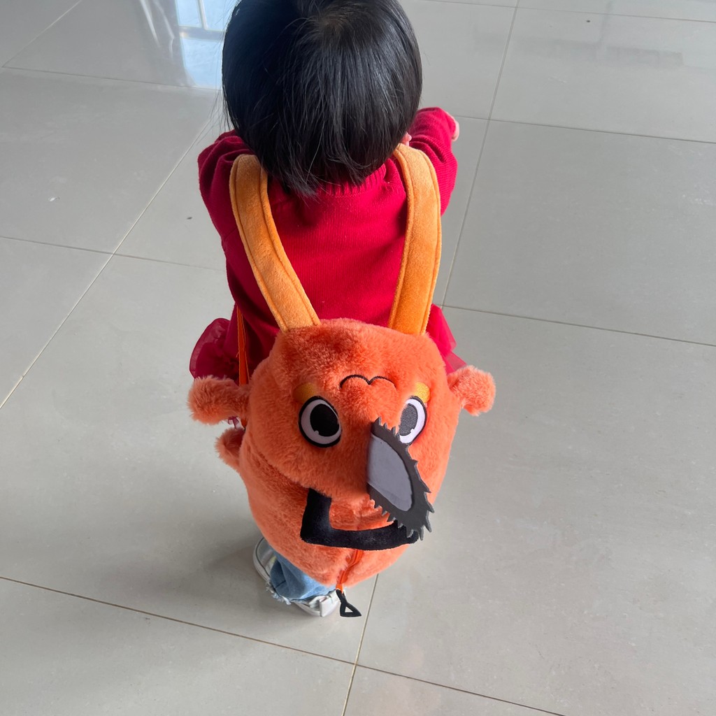 Kawaii Chainsaw Man Pochita Plush Slipper Pochita Peluche Schoolbag Stuffed Soft Backpack Adult Kids