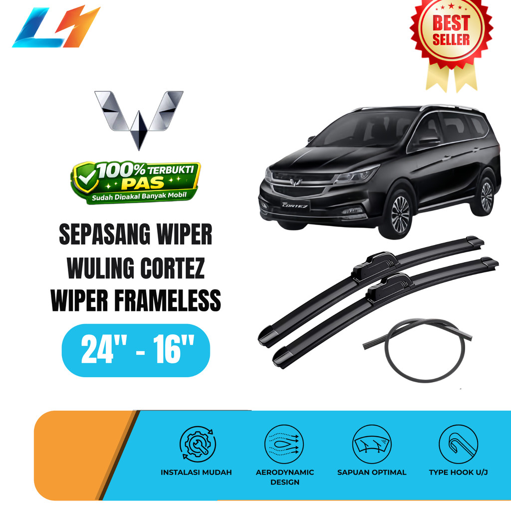 Wiper Wuling Cortez Frameless Kaca Depan Mobil