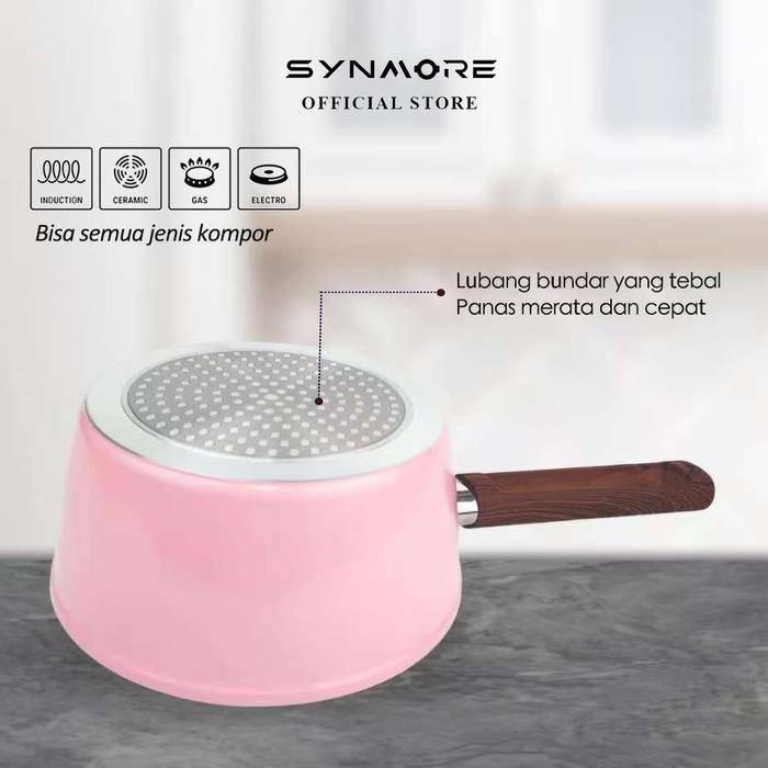 Synmore Panci Susu Granite Marble Pan Anti Lengket Panci Masak Sup Kuah 16/18cm