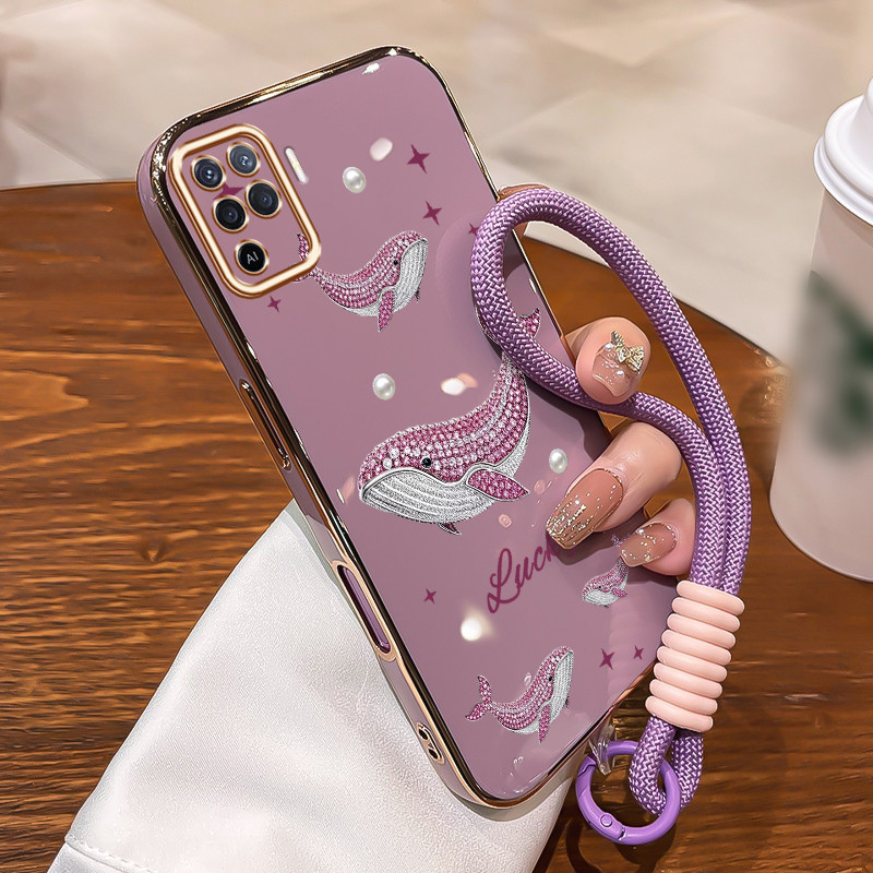 Casing Untuk OPPO A94 F19 Pro Reno 5F Reno 5 Lite Case Casing pola paus Kesing Sisi Electroplating T