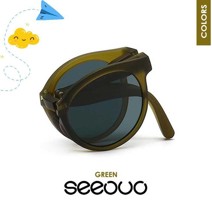 Seeouo Anak Sunglasses Kacamata Anak Sunglasses Polarized Lens Bulat TR90 078 - GREEN Sunglasses Pol