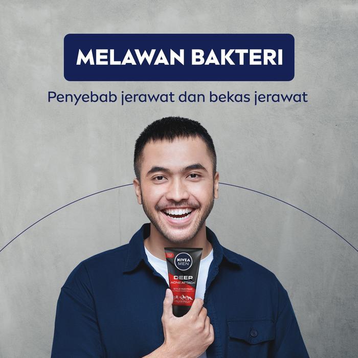 Promo (Paket Hemat Isi 3) Nivea Men Facial Foam Deep Acne Oil Clear Face Scrub 100Ml - Sabun Cuci