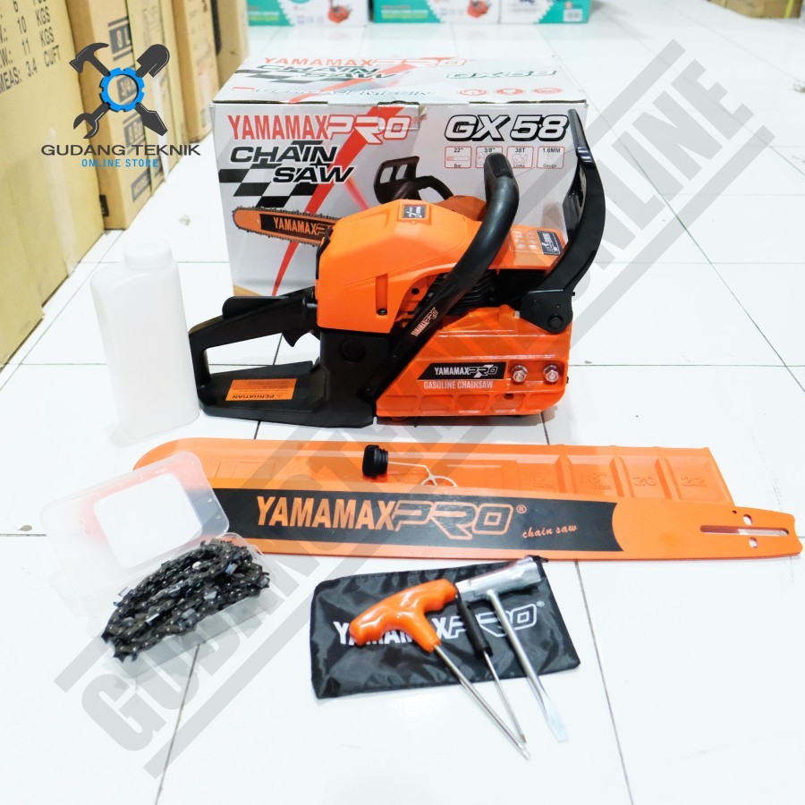 Chainsaw YAMAMAX Pro GX 58 22Inch / Mesin Gergaji Kayu Chainsaw YAMAMAX GX58 Laser Tip Dan Gigi / Me
