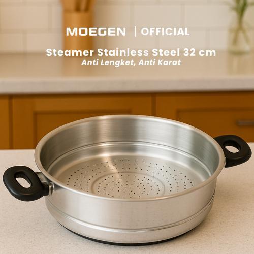 Oxonne - Steamer Tinggi Stainless Steel Kukusan Tinggi untuk Wok Pan 32cm