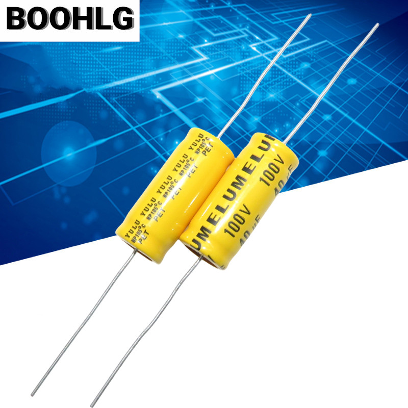 5PCS 100v 40uf 100uf audio frequency division axial NP non-polar electrolytic capacitor 100v 47uf