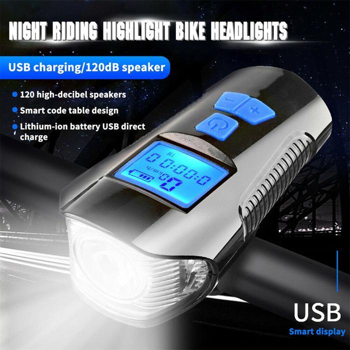 Lampu LED Klakson Bel Speedometer Sepeda MTB Gunung Waterproof