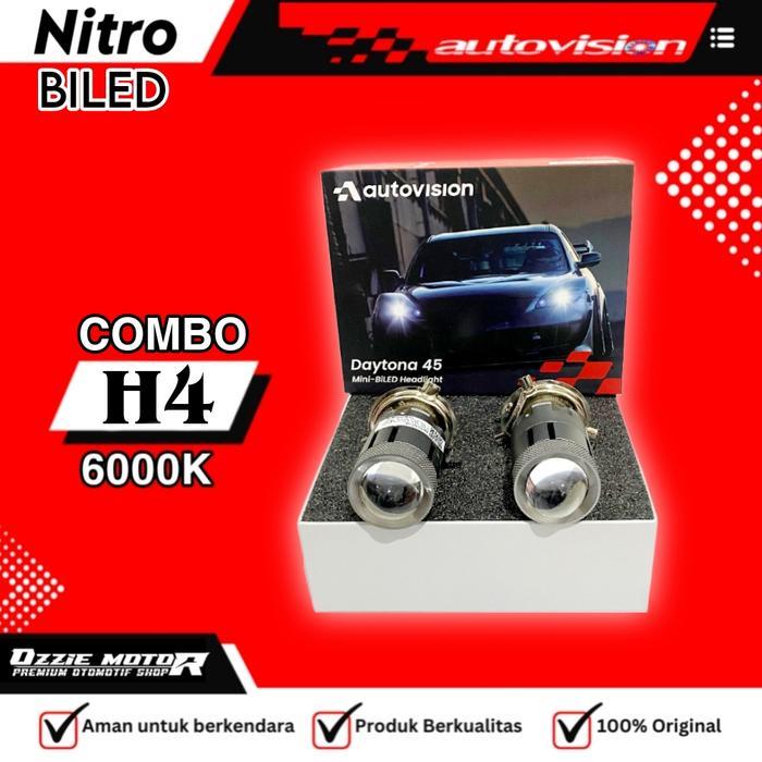 AUTOVISION LAMPU MOBUL SET LED MINI PROJECTOR / MINI BILED H4 AUTOVISION DAYTONA 45W GARANSI