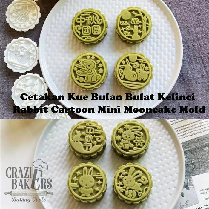 Cetakan Kue Bulan Bulat Kelinci Rabbit Cartoon Mini Mooncake Mold