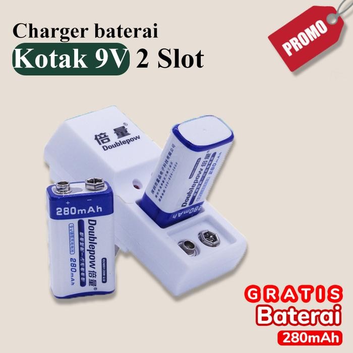 Terlaris CHARGER BATU BATERAI KOTAK 9V 2 SLOT CAS BATRAI BATRE RECHARGEABLE SALE