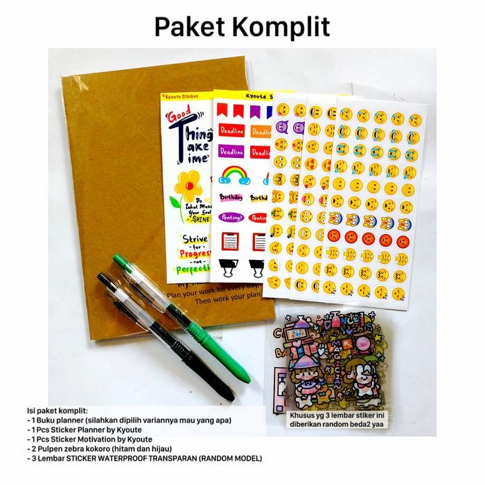 

Paket Buku Kyoute Simple Monthly Weekly Daily Planner A5 + Sticker