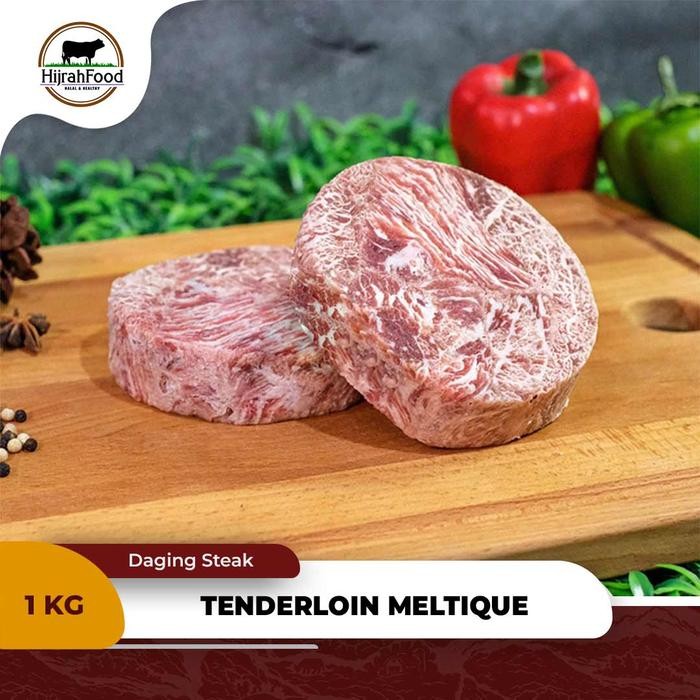 

Pilihan- Hijrahfood Tenderloin Meltique Beef Steak Aus Tenderloin Steak - 1 Kg