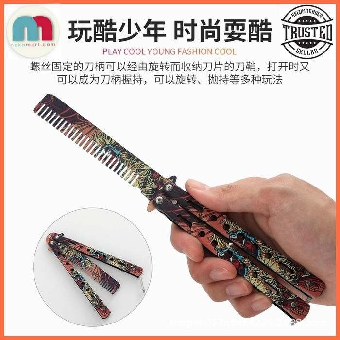 Pilihan- Sisir Lipat Stainless/Sisir Balisong Trainer/Butterfly Knife Trainer