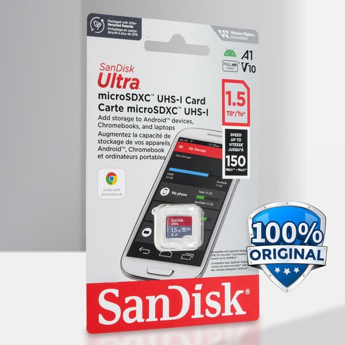 Terbaik Microsdxc Card Uhs-I A1 150Mb/S 1.5Tb Sdsquac-1T50-Gn6Mn Sandisk Ultra 100% Ori