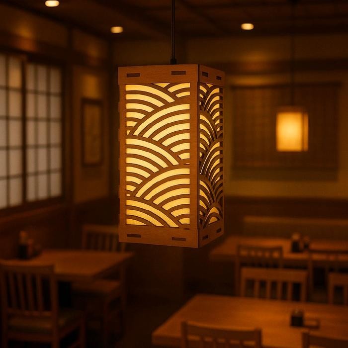 Tb Solid Mandiri - Lampu Gantung Jepang Kayu Minimalis Modern