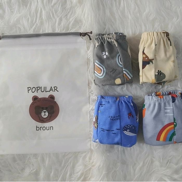 Celana Dalam Anak Ex Kain Libby berikut Travel Pouch Serut - CD Anak Kain Libby Velvet