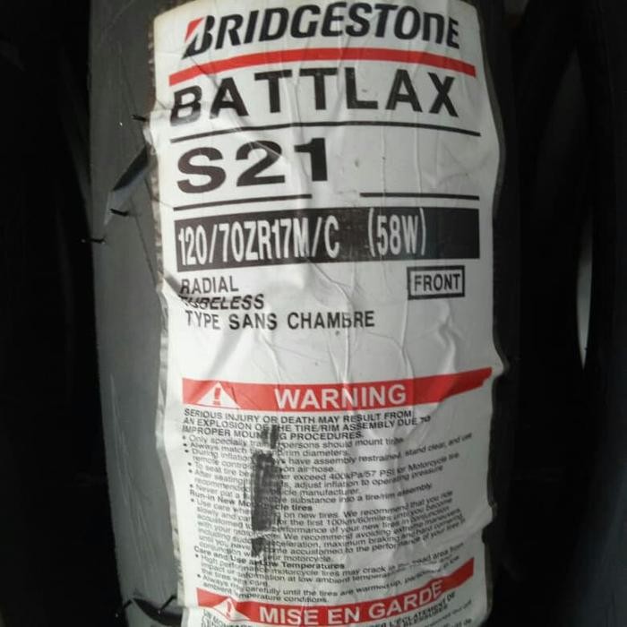 BAN LUAR BATTLAX S21 UKURAN 120/70-17 BATTLAX TUBELESS