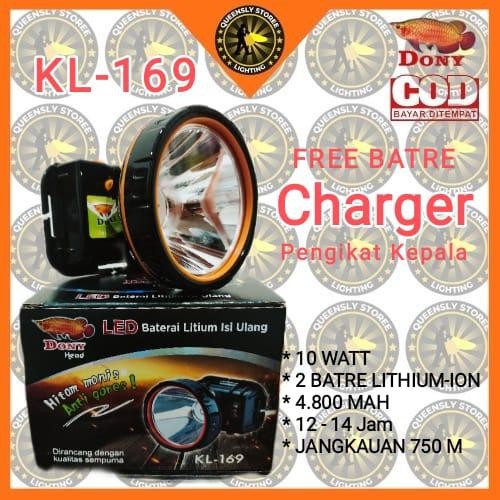 Senter Kepala DONY KL-169 Hitam Manis Anti Gores ,senter