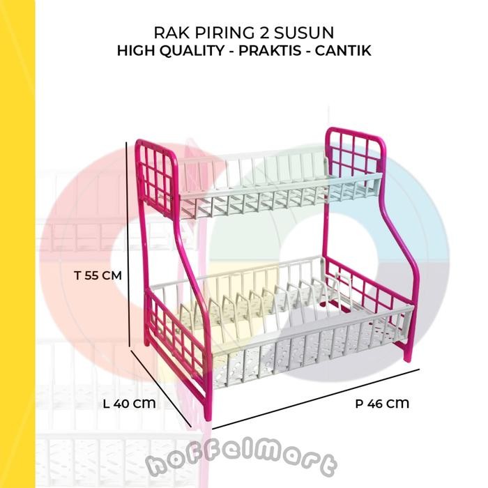Pilihan- (Cod) Rak Piring Plastik Susun 2 Camelia Dx - Rak Piring Dapur Cantik - Terdapat Mur