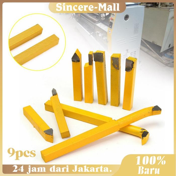 Diskon 9Pcs/Set Pahat Gagang Bubut Set Pisau Pahat Bubut Besi Carbide