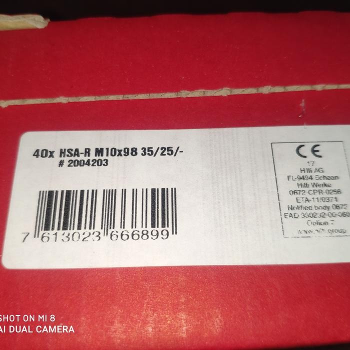 Dynabolt Hilti Hsa-R Sus 316 M10 X 98Mm Stainless Ready Stok