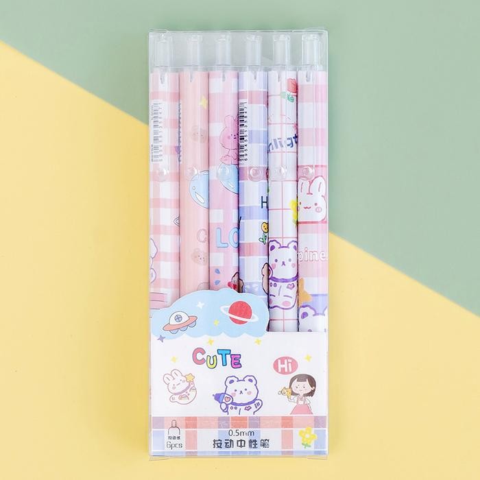 

New PULPEN GEL MEKANIK 0.5MM 1 SET ISI 6 PCS JT0024 Hitam Stationery