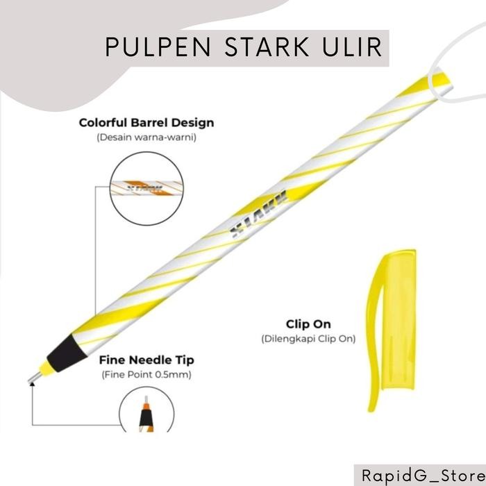 

New 12 Pcs Pulpen Pena Ulir Stark ST-9106 Tinta Hitam