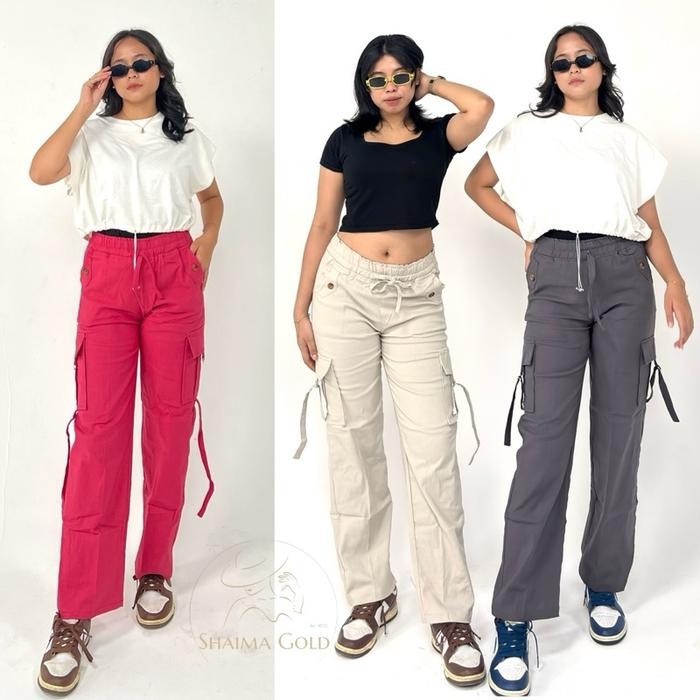 Eiger Sport - Zoya Pants Celana Cargo Wanita Soft Jeans Pinggang Karet Max Bb 95 Kg Melar Panjang