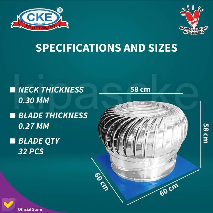 Turbin Ventilator 20 Inch Turbine Roof Ventilasi Atap Rumah Pabrik 20"