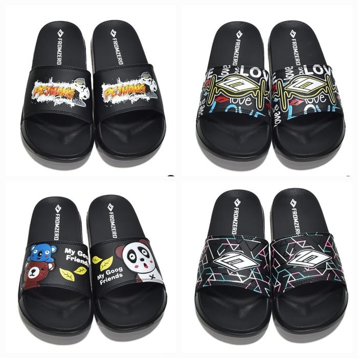 Piero Kidswear - Sandal Selop Junior Pria Wanita Sandal Slide Junior Hitam Sendal Karet