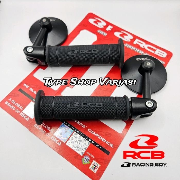 Terlaris Handgrip Rcb Hg55 Hitam + Spion Jalu Bulat Universal / Aerox Nmax Lexi Mio Vario Beat