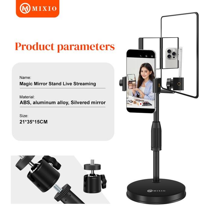 Mixio S100 Magic Mirror Stand Live Streaming / Kaca Berdiri / Cermin untuk Live dengan Kamera