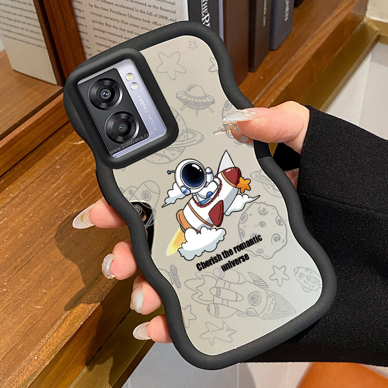Casing Untuk OPPO A57 2022 A77 2022 A57s A57e A77s Case Casing Astronot Pola HP Cesing Macaron Kasin