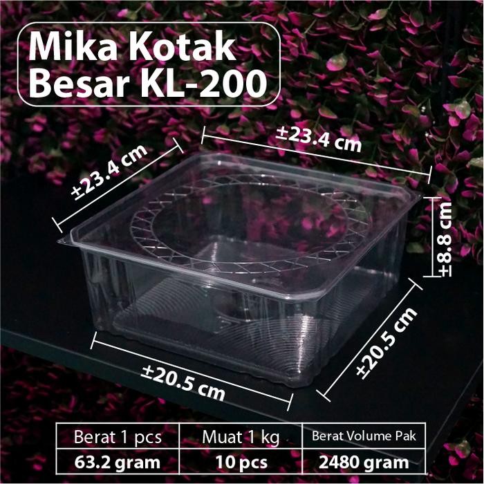 Paket Isi 25 Pcs - Mika Kotak Besar Kl 200 - Bolu Lapis - Transparan Pasti Ori