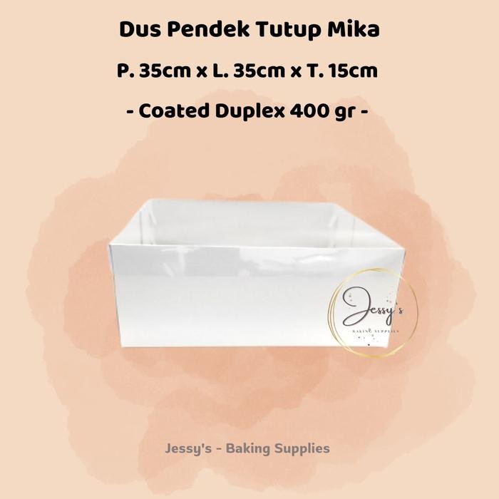 Dus Box Kotak Kue Cake Tinggi Mika 35 x 35 x 15 (Putih Polos)