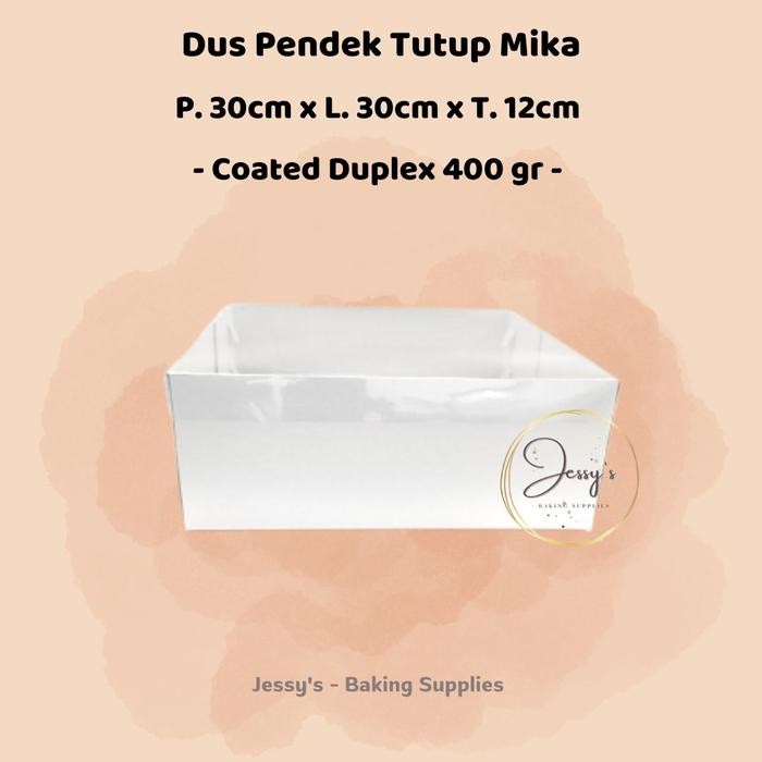 Dus Box Kotak Kue Cake Tinggi Mika 30 x 30 x 12 (Putih Polos)