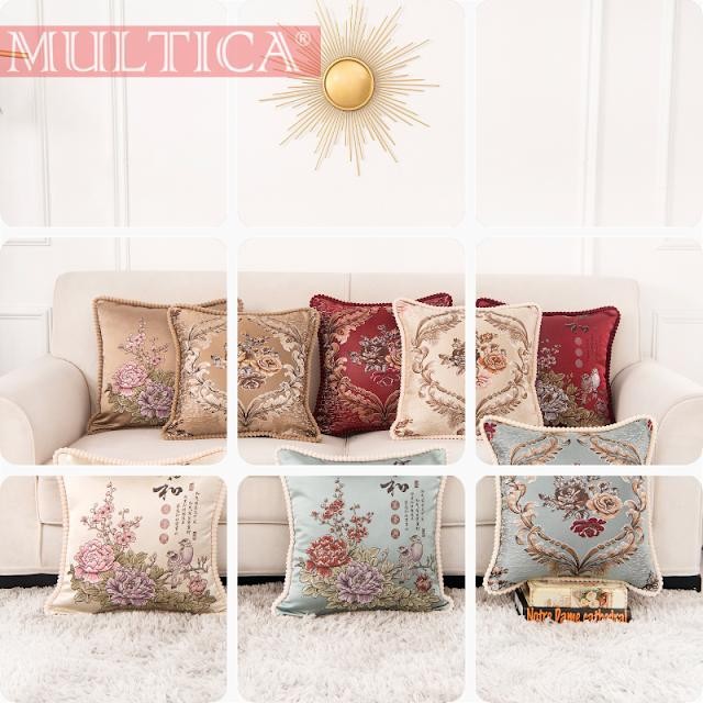 MULTICA Sarung Bantal Bordir Bunga Sarung Bantal Timbul Tali Manik Sarung Bantal Jacquard untuk