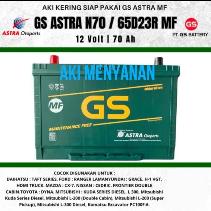 Aki Kering Gs Astra Mf N70 70 Amper Accu L300, L200 , Mitsubishi Kuda , Dyna , Mazda Cx7, Komatsu
